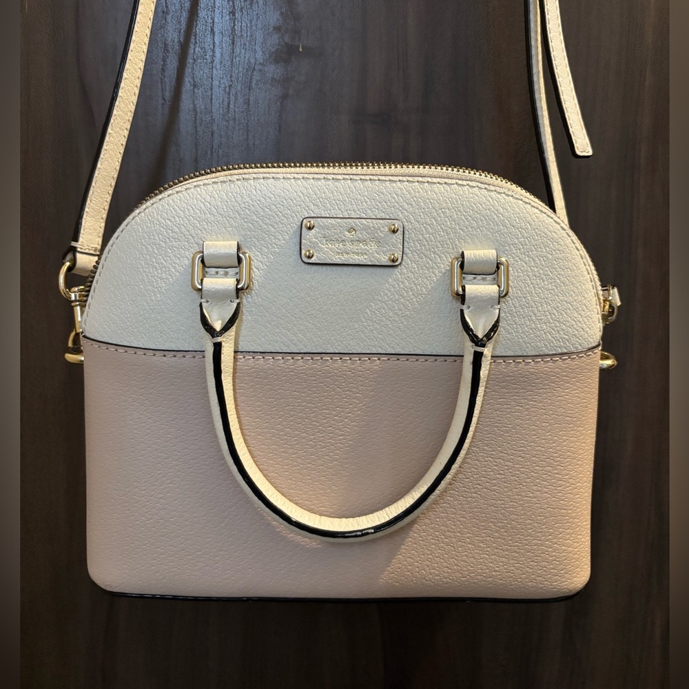 Kate Spade New York. Leather Top Handle Bag. Light pink and white/cream